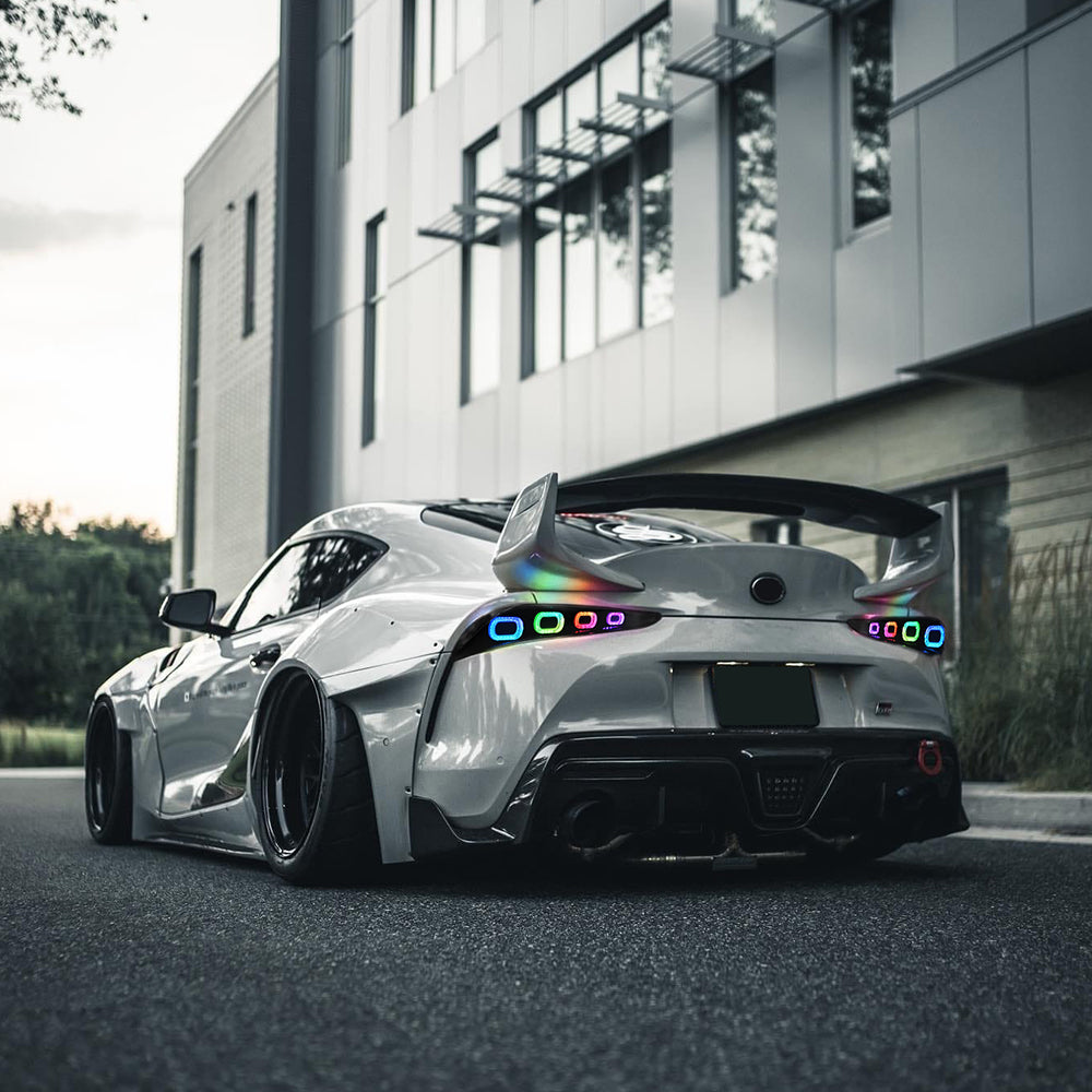 RGB Tail Light Carbon Fiber Style for 2020-2024 Toyota GR Supra A90 & A91 Start up Animation DRL Sequential Indicator Rear Lamp Assembly
