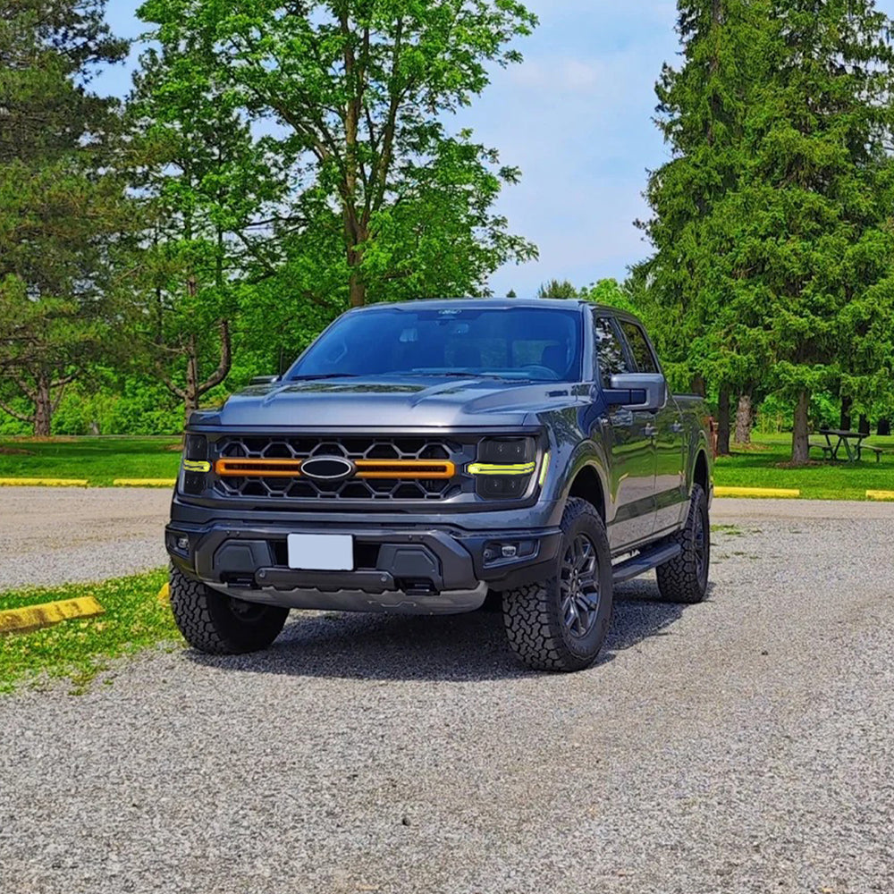 Full LED Headlights for 2024-2025 Ford F-150 XL / STX / XLT / Tremor | Quad Projector, RGB DRL, Startup Animation, Sequential Turn Signals, Plug & Play - Kuerled