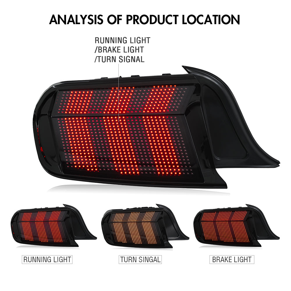 2015-2023 Ford Mustang RGB LED Tail Lights, Dynamic Animation Modes, Plug & Play