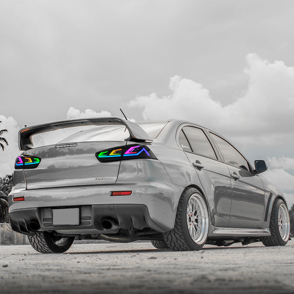 RGB LED Tail Lights for 2008–2017 Mitsubishi Lancer & EVO X – Sequential Rear Lamps with Startup Animation