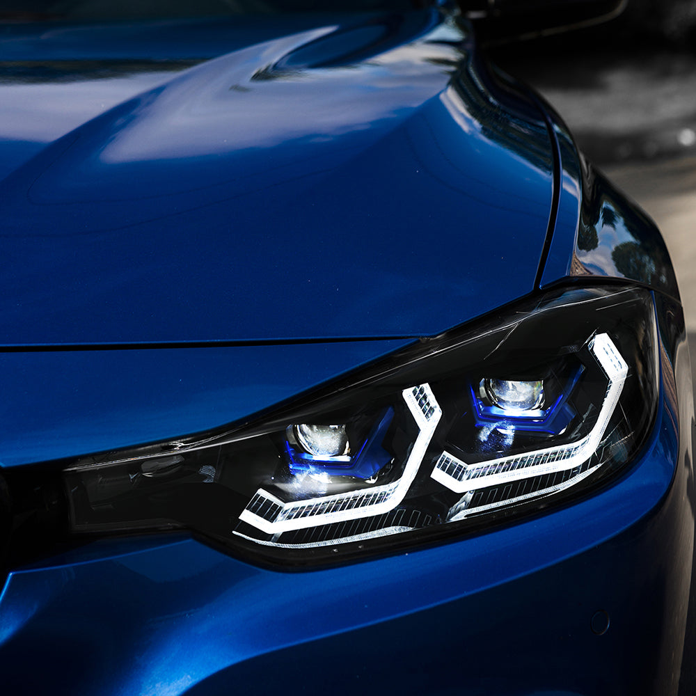 BMW 3-Series (2013-2018 F30/F31 328i/335i) LED Headlight Assembly, Dual-Color-DRL, Premium Projector Upgrade - Kuerled