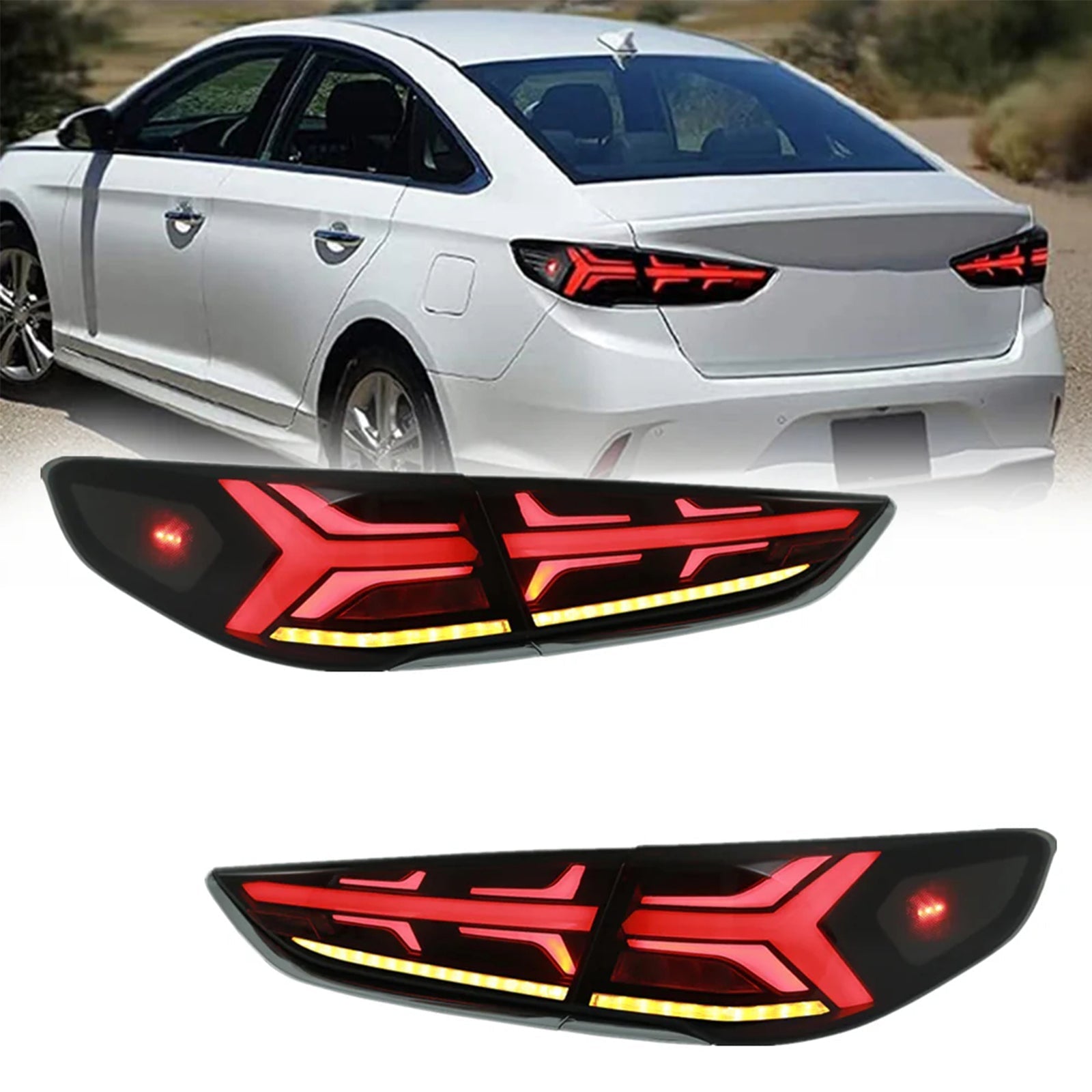 KuerLED LED Tail Lights For 2018 2019 Hyundai Sonata Start-up Animation DRL Sequential Indicator Rear Lamp Assembly - KuerLED