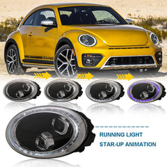 KuerLED LED Headlight for 2012-2019 Volkswagen VW Beetle Start-up Animation Sequential Indicator Front Lamps Assembly - KuerLED