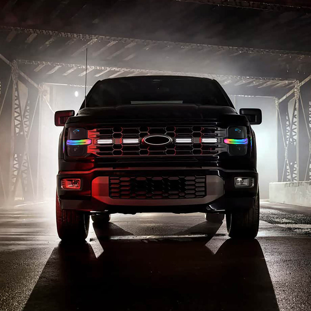 Full LED Headlights for 2024-2025 Ford F-150 XL / STX / XLT | Dual Projector, RGB DRL, Startup Animation, Sequential Turn Signals, Plug & Play - Kuerled