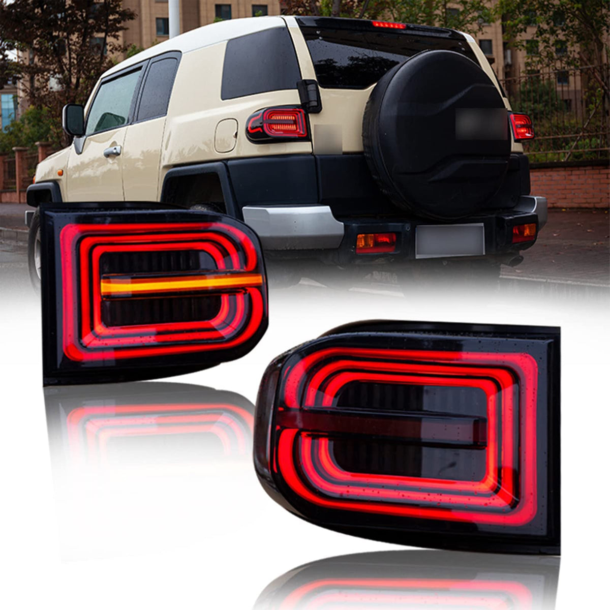 KuerLED Smoked Tail Lights For 2007-2014 Toyota FJ Cruiser Rear Lamps Assembly - KuerLED