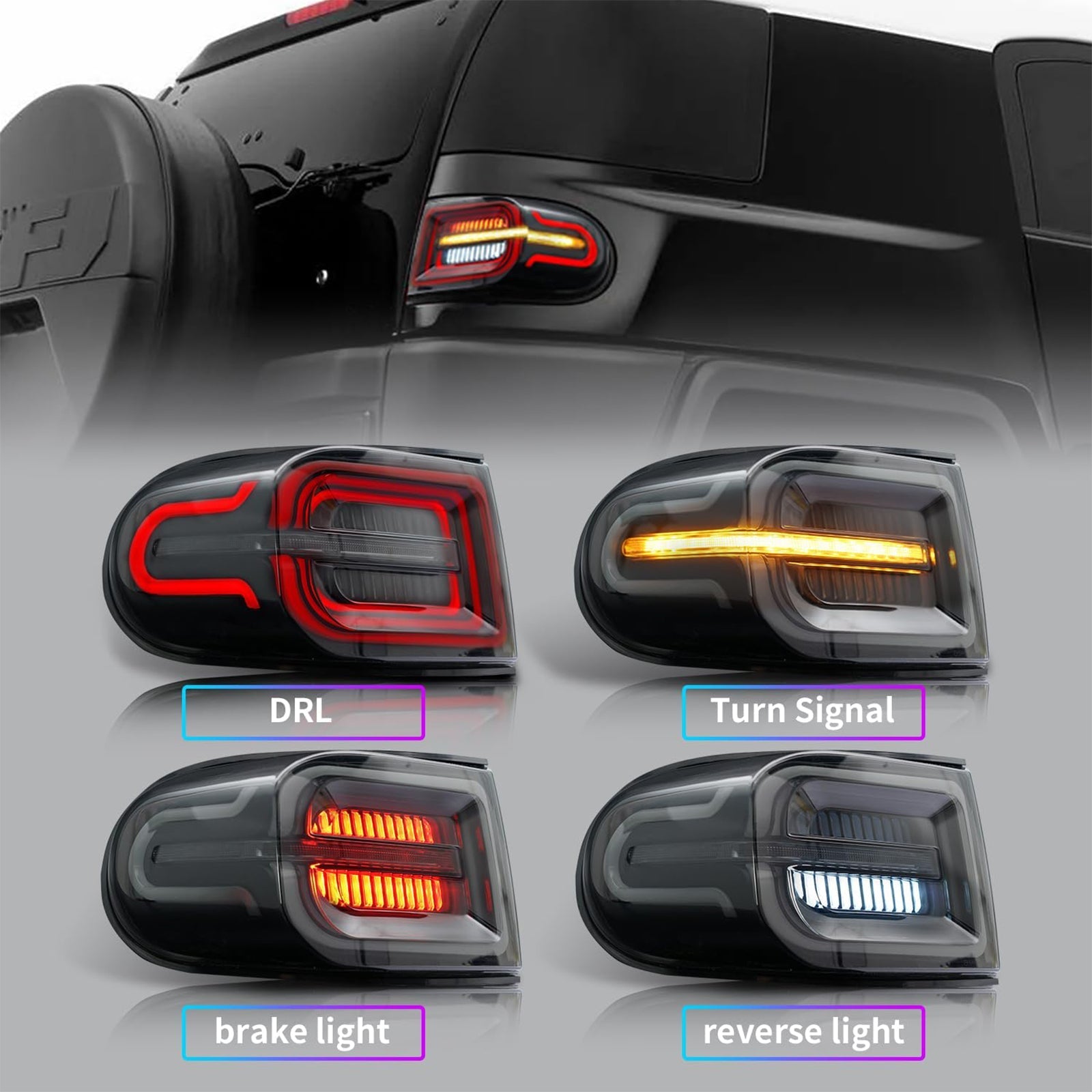 KuerLED RGB Tail Lights For 2007-2014 Toyota FJ Cruiser Rear Lamps Assembly - KuerLED