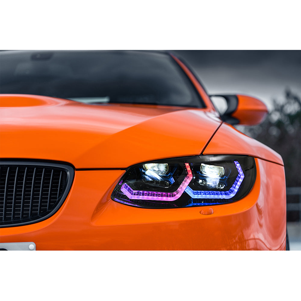 BMW 3-Series RGB LED Headlights (2007-2010 E92/E93/Coupe), Fits 325i/328i/335i, Plug and Play, Easy Installation - Kuerled