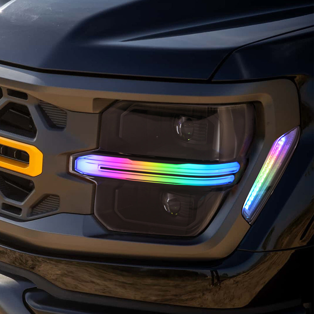 Full LED Headlights for 2024-2025 Ford F-150 XL / STX / XLT | Dual Projector, RGB DRL, Startup Animation, Sequential Turn Signals, Plug & Play - Kuerled
