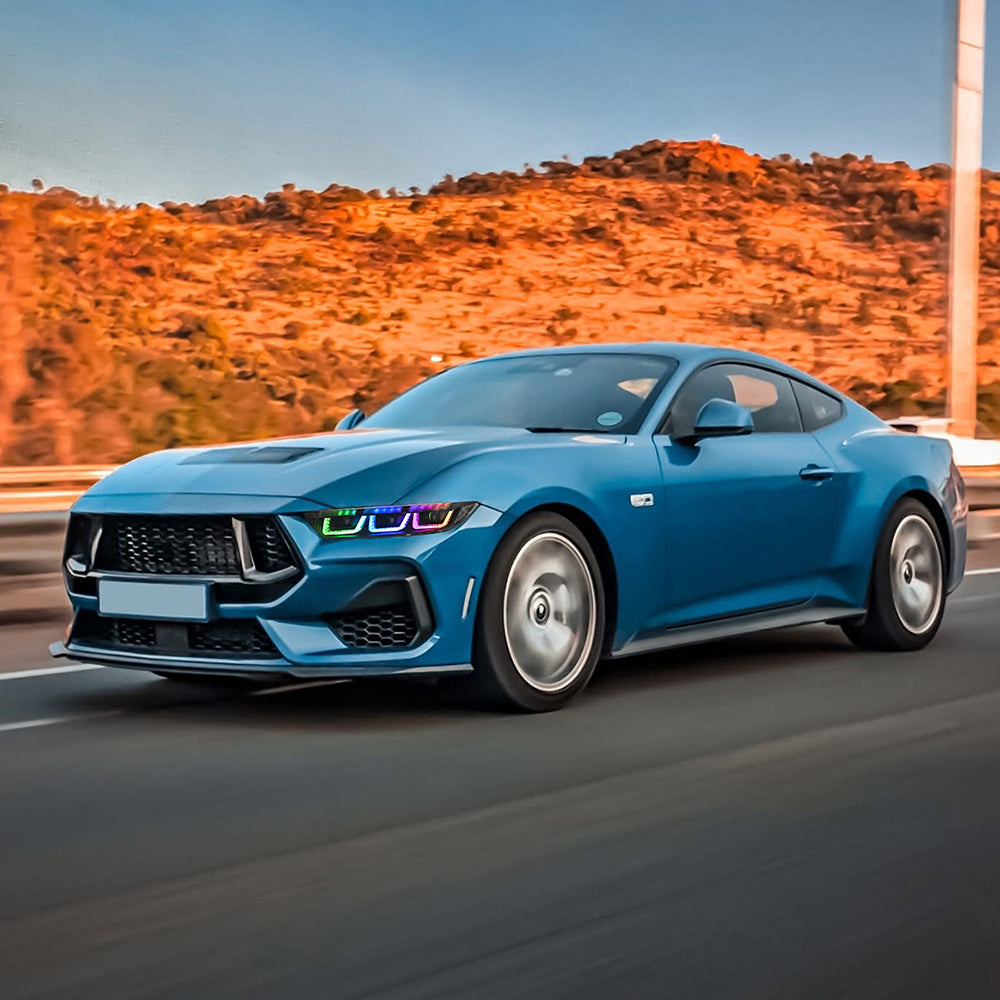 RGB LED Headlight with Triple Projector for 2024–2025 Ford Mustang EcoBoost / GT | Dynamic Animation & App Control