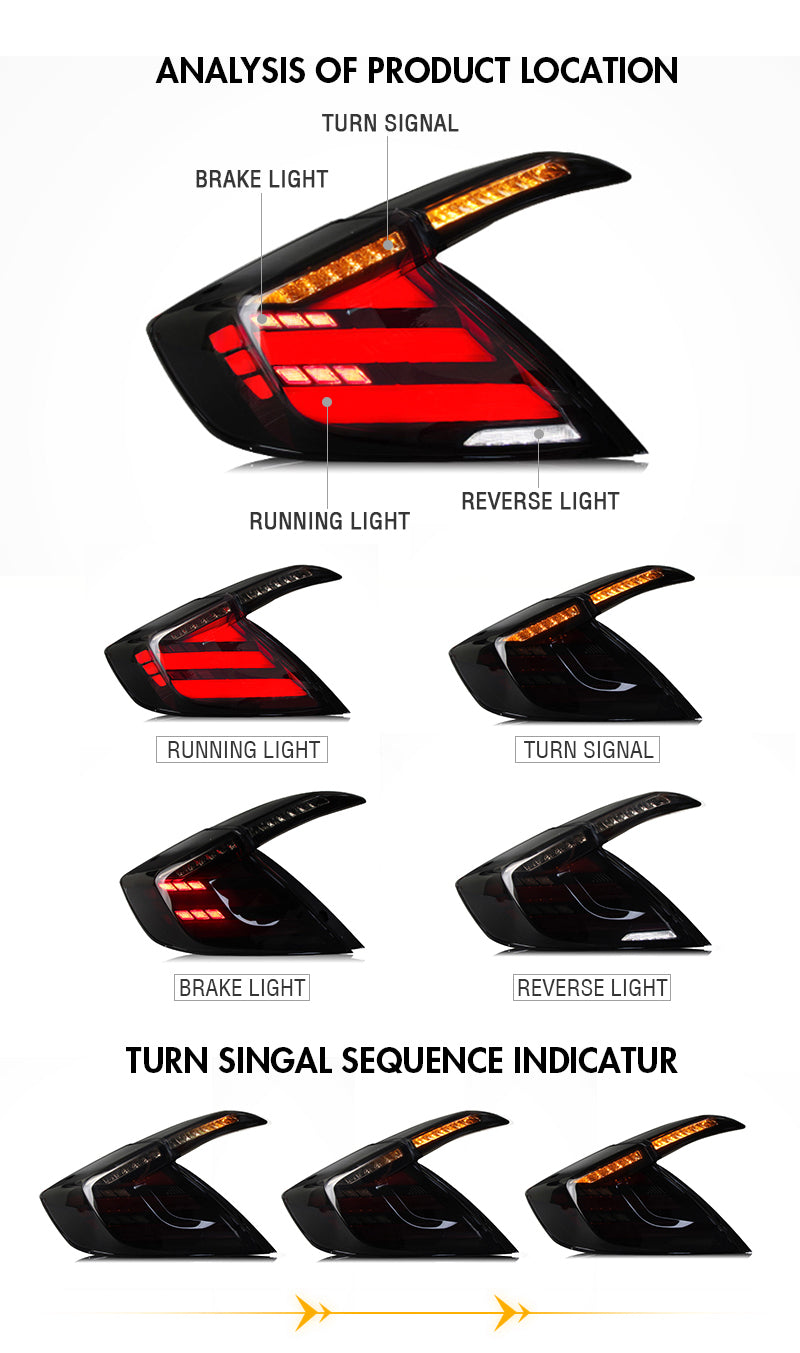 For 2016-2021 Honda Civic Hatchback LED Tail Lights - KuerLED