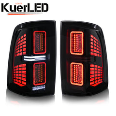 2009-2018 Dodge RAM 1500 & 2013-2018 Dodge RAM 2500 LED Tail Lights, Red Clear Assembly, Plug & Play Upgrade - Kuerled