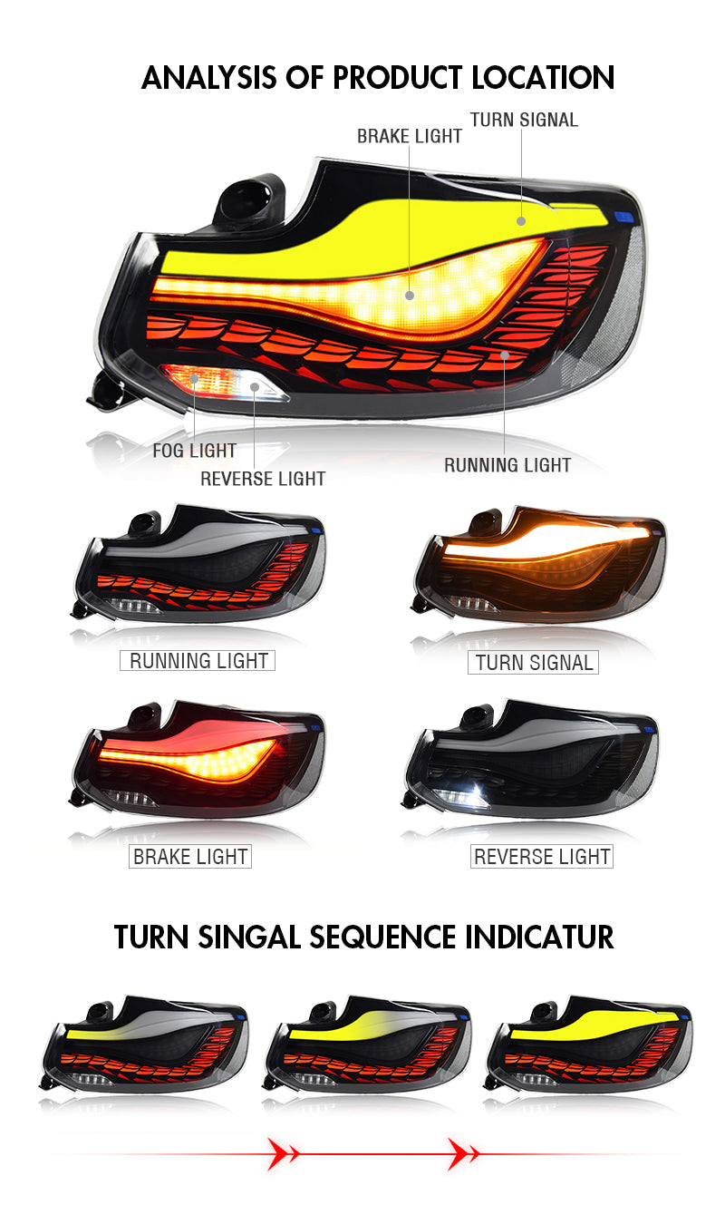 LED Tail Lights For BMW 2-Series & M2 V2 F22|F23|F87 GTS style OLED sequential Tail Lights - KuerLED