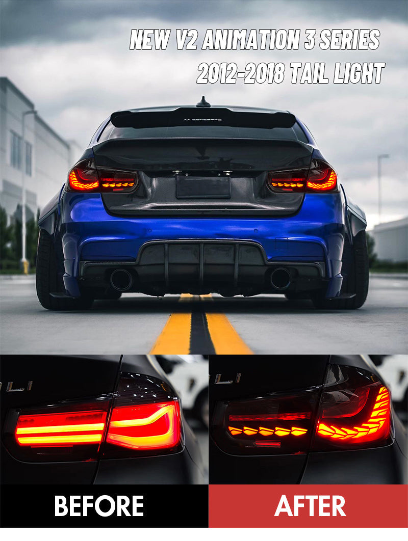 For 2013-2019 BMW 3-Series F30 F35 F80 M3 Led Tail Lights with Sequential Indicator - KuerLED