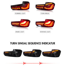 For 2013-2019 BMW 3-Series F30 F35 F80 M3 LED Tail Lights with Sequential Indicator - KuerLED