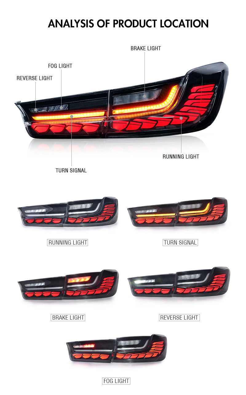 For 2019-2022 BMW G20 G80 M3 3 Series LED Tail Lights With Red Start Up Animation - KuerLED