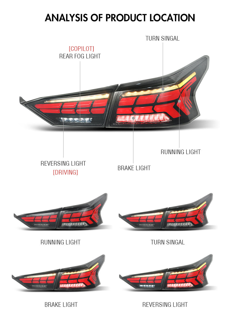 For 2019-2021 Nissan Altima Led Tail Lights With Start-up Animation (Smoke/Red) - KuerLED