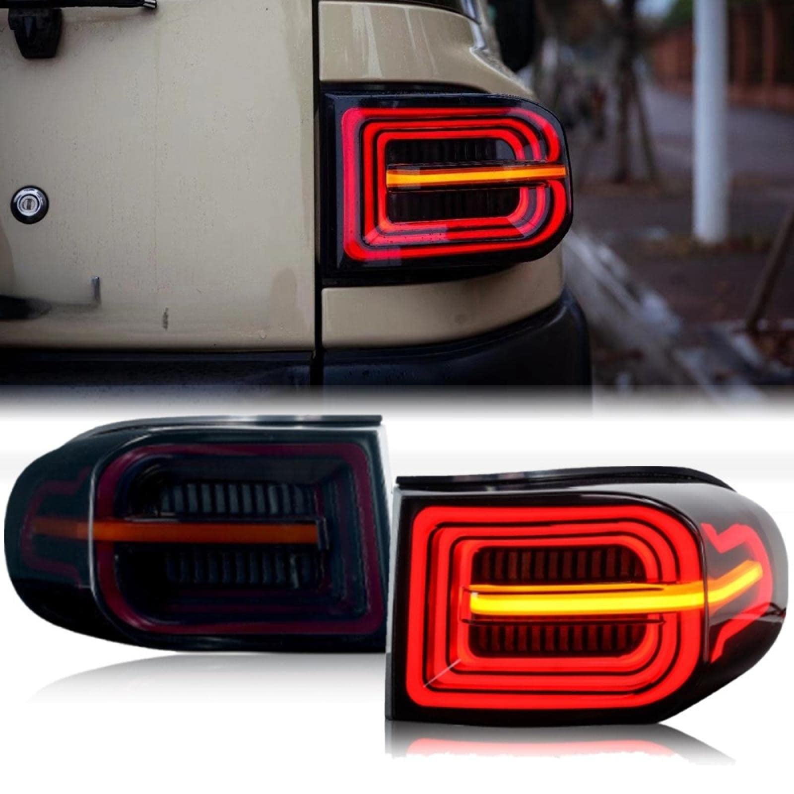 KuerLED Smoked Tail Lights For 2007-2014 Toyota FJ Cruiser Rear Lamps Assembly - KuerLED