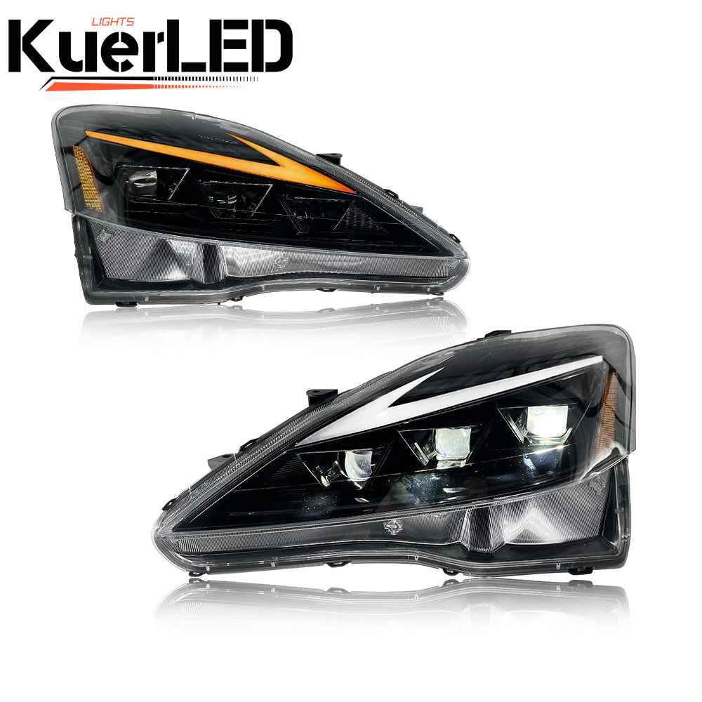 Lexus IS Series (2006-2014) LED Headlights With DRL Start-up Animation & Sequential Indicator - Kuerled