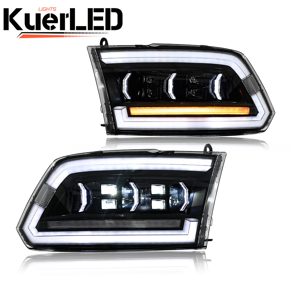 Dodge RAM 1500 (2009-2018) RAM 1500 2500 (2013-2018) LED Headlights, Sequential Turn Signal, Plug & Play Upgrade - Kuerled