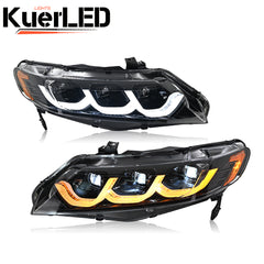 NEW LED Headlights for Honda Civic 4Dr 8Th Gen Sedan (2006-2011), Plug & Play Upgrade - Kuerled