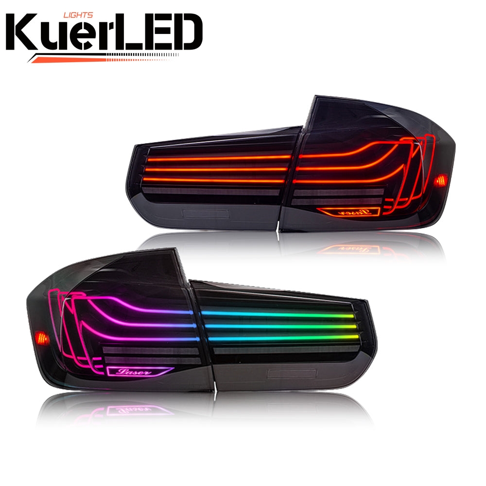 LED Tail Light for BMW 3 Series F30 (2013-2018), Laser Ray Styles(Smoked/RGB) - Kuerled