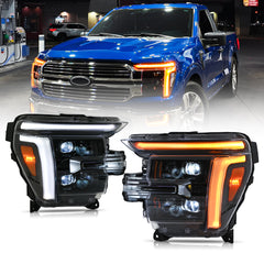 LED Headlights Pair for 2021 – 2025 Ford F-150 STX/XL/XLT (Factory Halogen Models) – Plug & Play w/ DRL - Kuerled