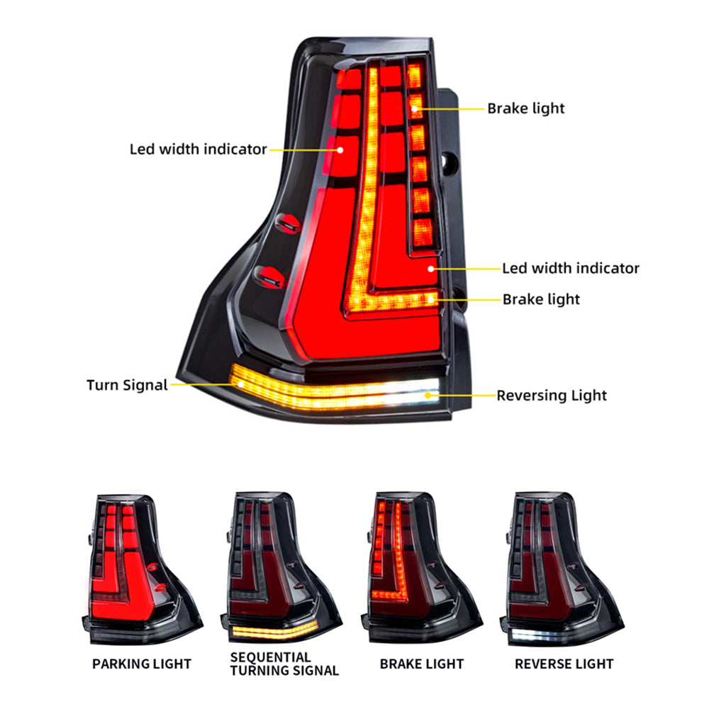 Led Tail light For 2010-2021 Toyota Prado & 2010-2023 Lexus GX460 Rear Lamps Assembly - KuerLED