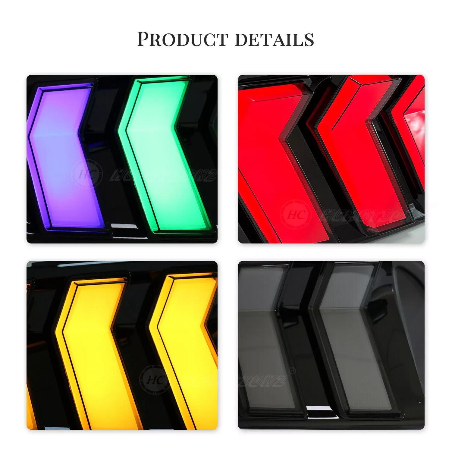 Smoked RGB LED Tail Lights with Sequential Turn Signals for 2015-2023 Ford Mustang, Color-Changing Plug & Play Assembly
