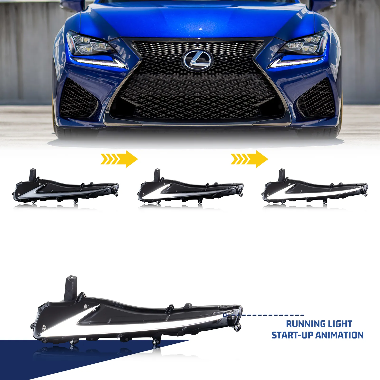 KuerLED LED Daytime Running Light for 2014-2020 Lexus IS250 IS350 IS200t IS300 W/Start up Animation With Sequential Turn Signal - KuerLED