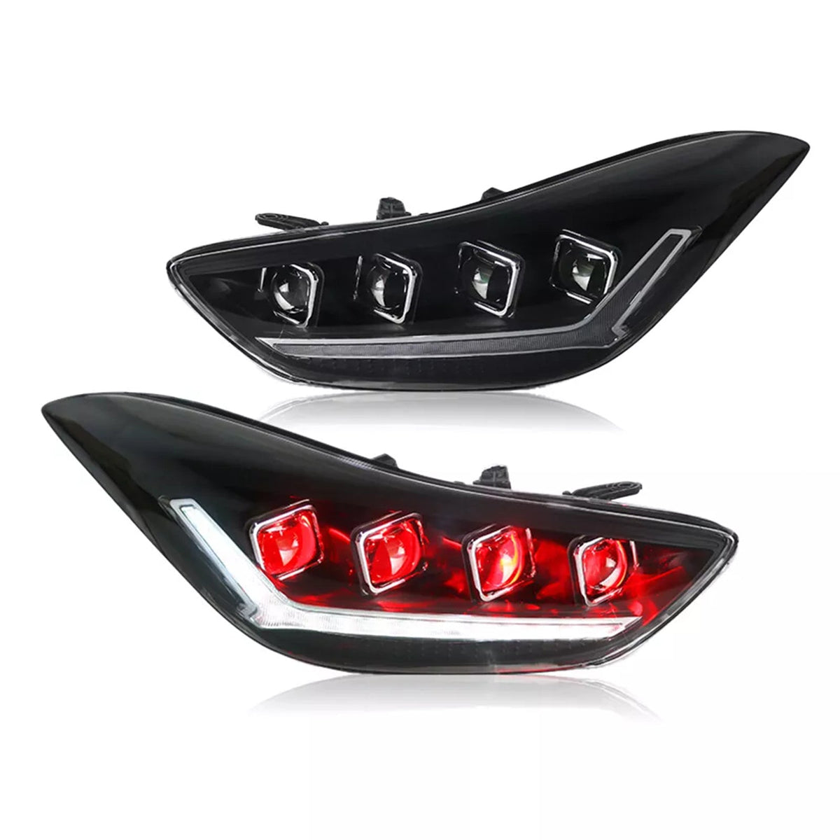 KuerLED Devil eyes Headlight For 2012-2016 Hyundai Elantra 3rd Gen Headlights With Dynamic Animation Lights - KuerLED