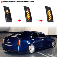 KuerLED LED Tail Lights for 2013-2019 Cadillac ATS ATS-L Sedan 1th Gen Sequential Turn Signal Start-up Animation Rear Lamps Assembly - KuerLED