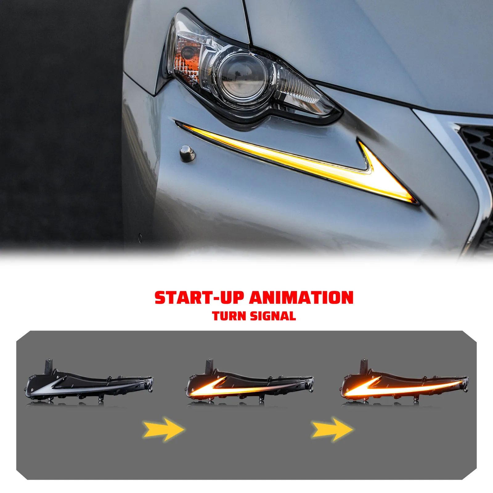 KuerLED RGB Daytime Running Light for 2014-2020 Lexus IS250 IS350 IS200t IS300 W/Start up Animation With Sequential Turn Signal - KuerLED