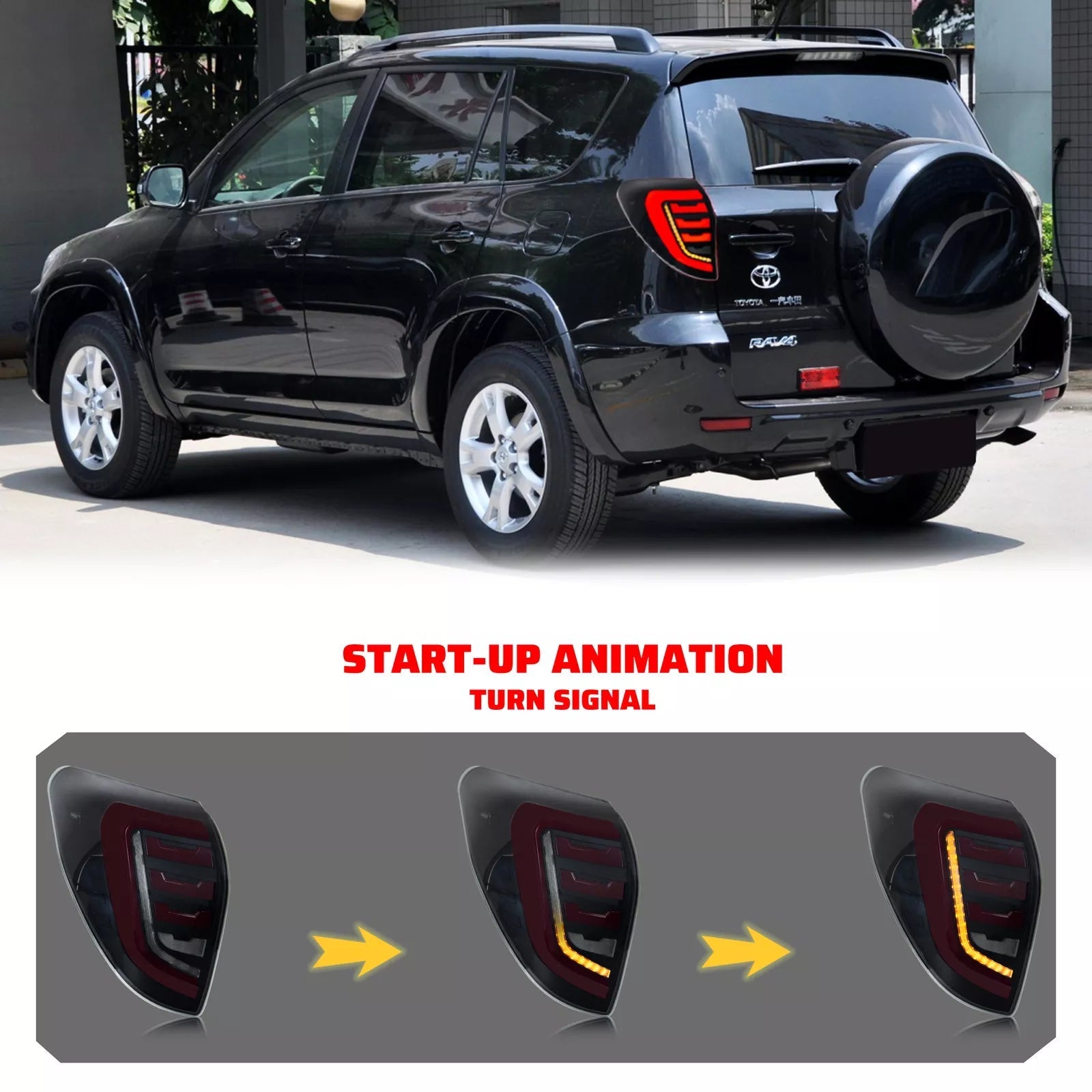 KuerLED LED Tail Lights for 2009-2012 Toyota RAV4 Smoked Sequential Indicator Rear Lamps - KuerLED