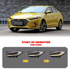 KuerLED Devil eyes Headlight For 2017 2018 Hyundai Elantra Headlights With Dynamic Animation Lights - KuerLED