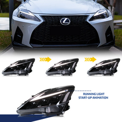 KuerLED RGB Headlight for Lexus IS250/ IS250C IS350 IS350C IS220d 2006-2013, ISF 2008-2014 With DRL Start UP Animation & Sequential Indicator - KuerLED