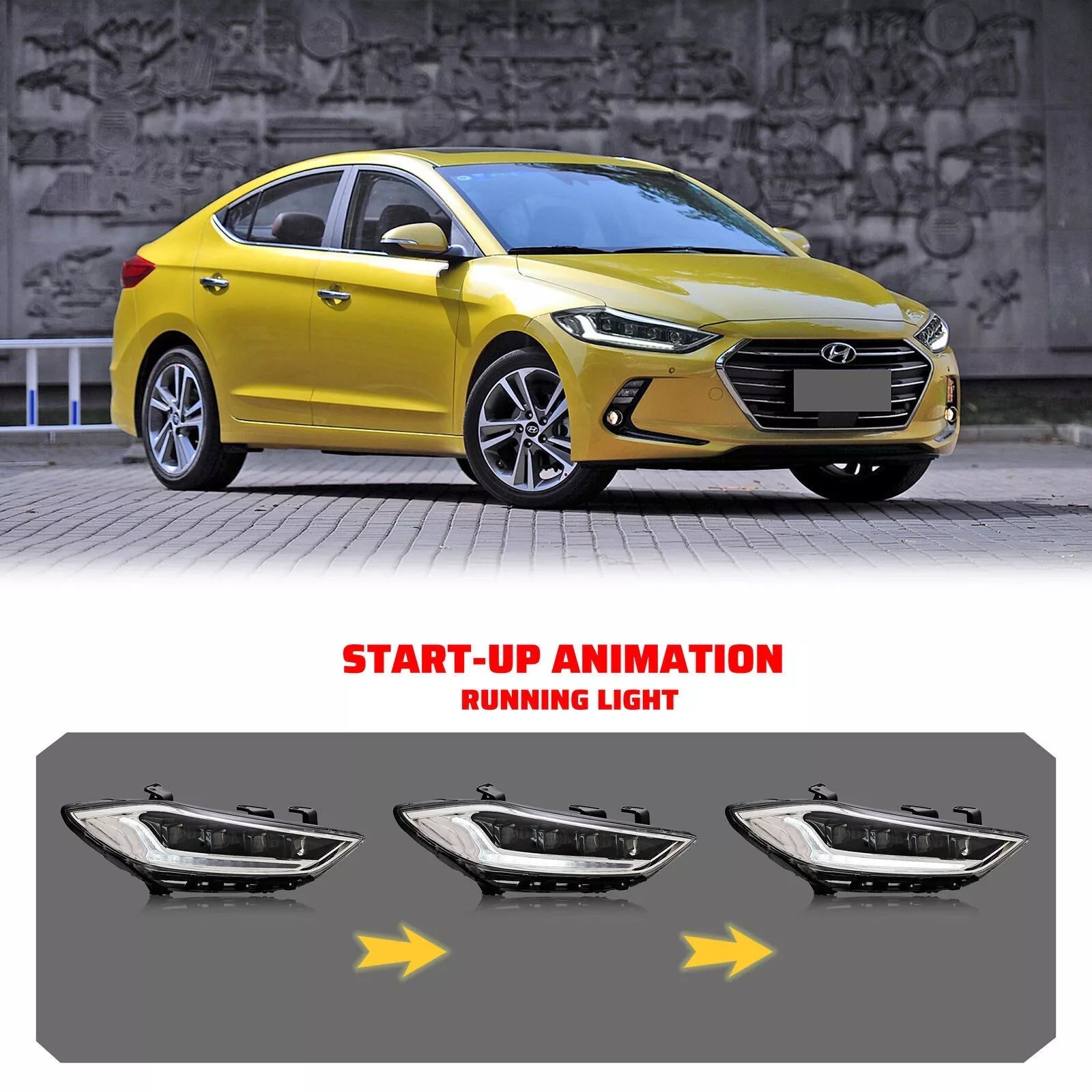 KuerLED Devil eyes Headlight For 2017 2018 Hyundai Elantra Headlights With Dynamic Animation Lights - KuerLED