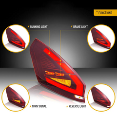 KuerLED LED Tail Lights for 2008-2019 Ford Fiesta Hatchback SE ST Sequential Start-up Animation Rear Lamps Assembly - KuerLED