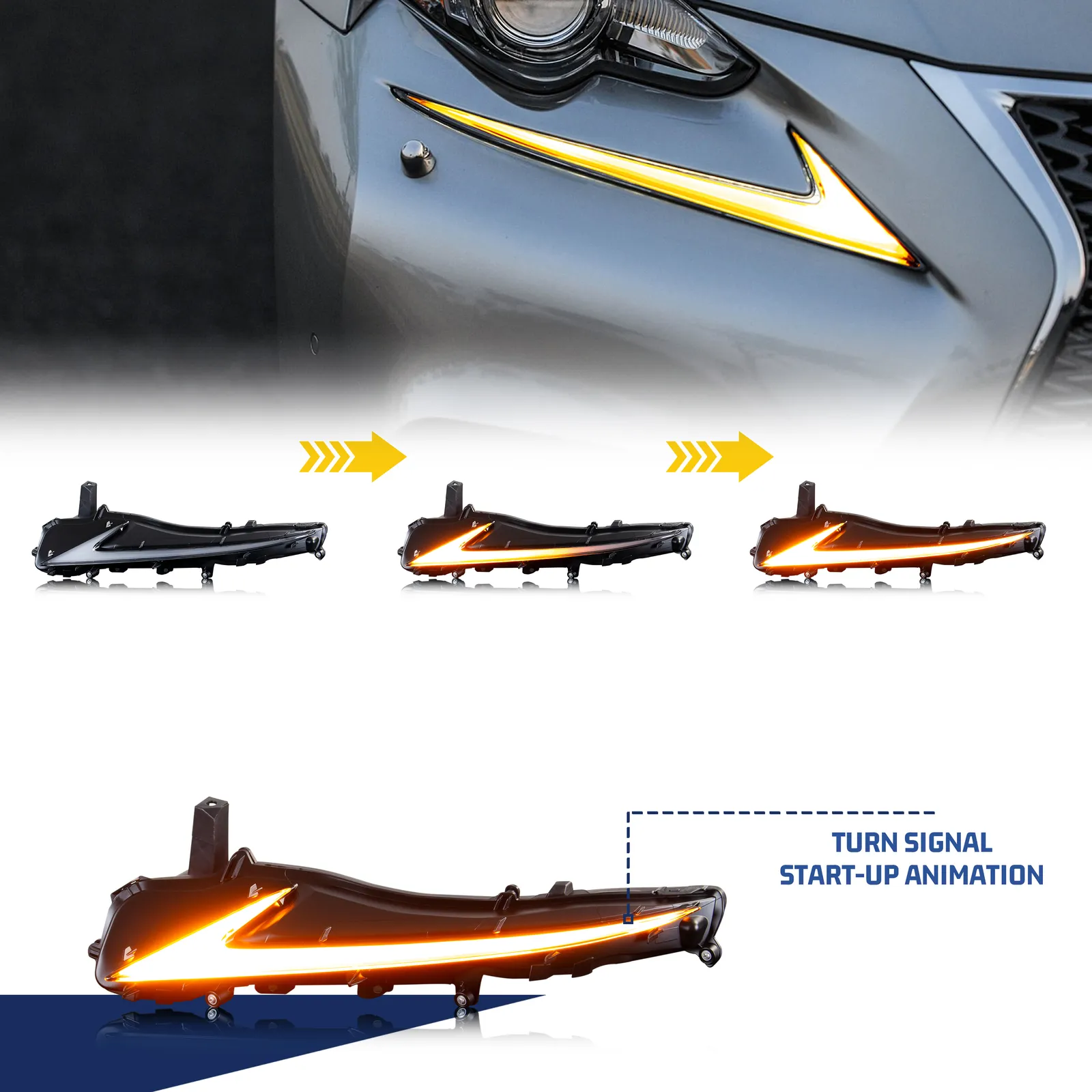 KuerLED LED Daytime Running Light for 2014-2020 Lexus IS250 IS350 IS200t IS300 W/Start up Animation With Sequential Turn Signal - KuerLED