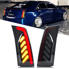 KuerLED LED Tail Lights for 2013-2019 Cadillac ATS ATS-L Sedan 1th Gen Sequential Turn Signal Start-up Animation Rear Lamps Assembly - KuerLED