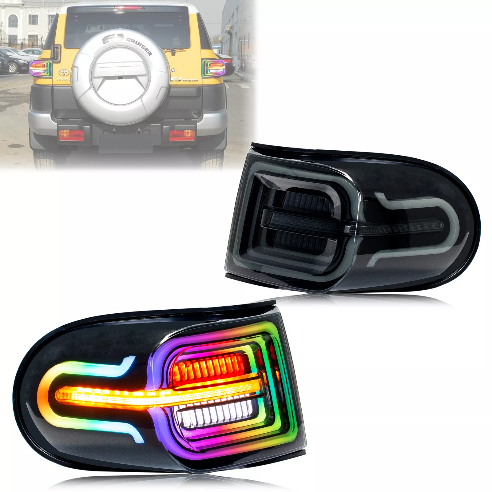 KuerLED RGB Tail Lights for 2007-2020 Toyota FJ Cruiser Sequential Rear Lamps Assembly - KuerLED