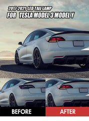 For 2017-2022 Tesla Model 3 & Model Y Smoked LED Tail Lights With Start-up Animation (X-Men series Style) - KuerLED