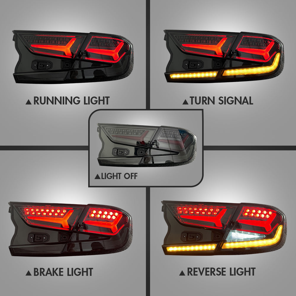 For 2018-2021 Honda Accord v5 Smoked Led Tail Lights (New Fish Bone) - KuerLED