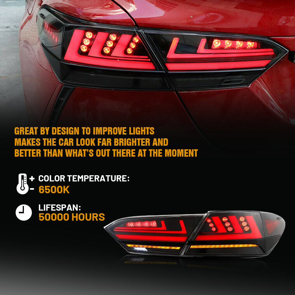 New Accessories For 2018-2024 Toyota Camry 8th Gen Led Tail Light Assembly, SE XSE LE Lexus Style - KuerLED