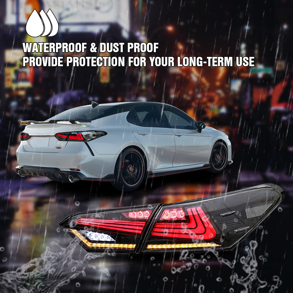 New Accessories For 2018-2024 Toyota Camry Tail Light Assembly SE XSE LE Lexus Style Smoke Rear Led Lights - KuerLED