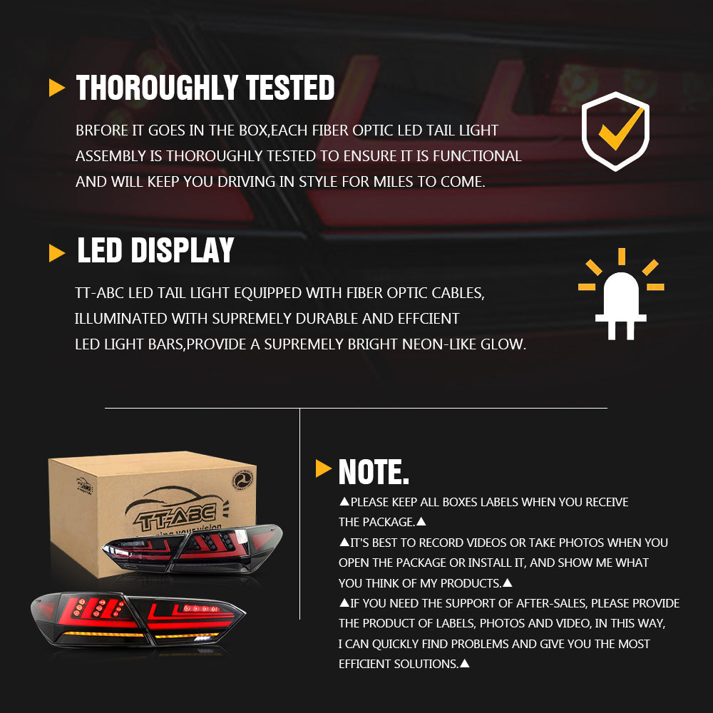 New Accessories For 2018-2024 Toyota Camry 8th Gen Led Tail Light Assembly, SE XSE LE Lexus Style - KuerLED